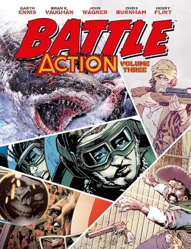 Comic book cover: "Battle Action Volume 3" with monster, soldiers, and sci-fi scenes.