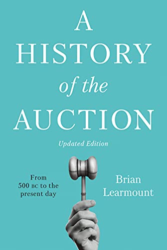 Book cover: "A History of the Auction" with a gavel image.