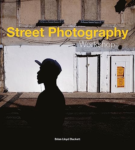 Book cover: "Street Photography Workshop" with silhouette of a man.