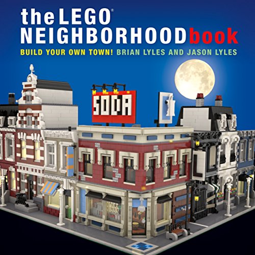 Book cover showing a LEGO-built city street scene with a full moon background.