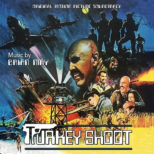 CD cover for “Turkey Shoot” soundtrack featuring planes, soldiers, and a face.