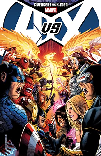 Comic book cover featuring a clash between Marvel’s Avengers and X-Men.