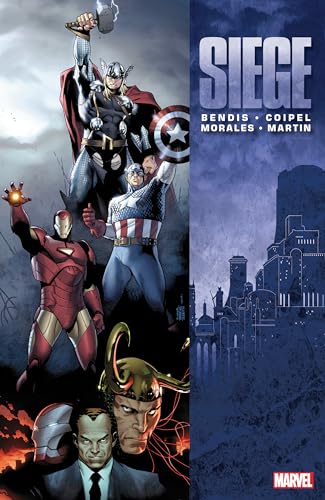 Comic book cover featuring Iron Man, Thor, Captain America, and Loki.