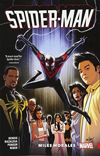 Comic book cover featuring Spider-Man: Miles Morales in action with supporting characters.