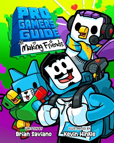 Book cover with cartoon characters, titled “Pro Gamer’s Guide to Making Friends.”