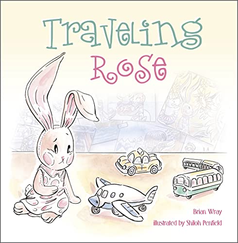 Book cover: illustrated bunny with toy car, plane, and van.