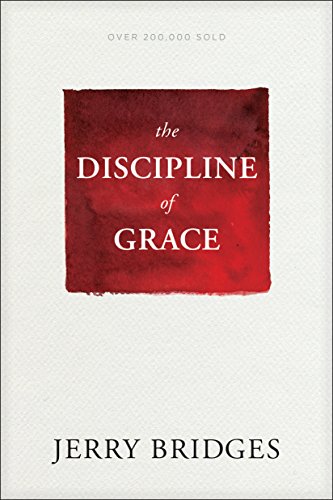 Book cover: "The Discipline of Grace" by Jerry Bridges, red watercolor design.