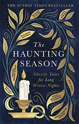Book cover: "The Haunting Season" with a candle and leaf design.