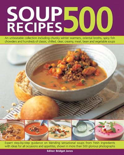 Cookbook cover displaying a bowl of soup with bread and smaller soup images.