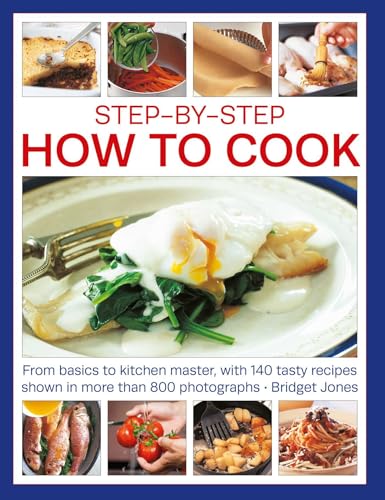 Cookbook cover titled Step-by-Step How to Cook featuring various food preparation photographs.