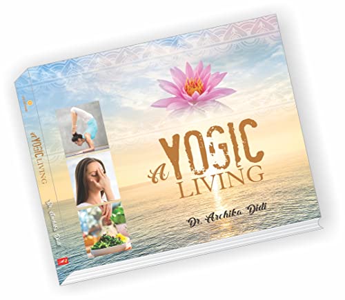 Book cover with a pink lotus flower and images of people practicing yoga.
