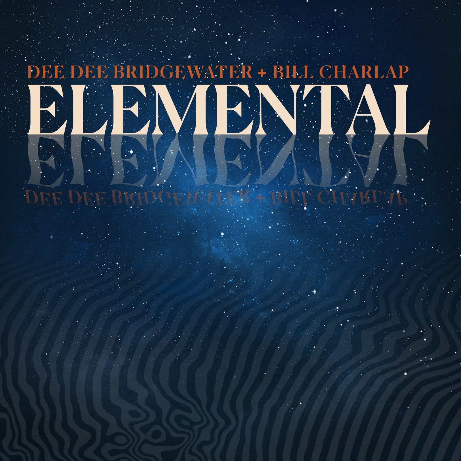 Album cover for Elemental by Dee Dee Bridgewater and Bill Charlap against starry background.