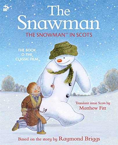 Book cover: a boy and snowman illustration, titled "The Snawman" in Scots.