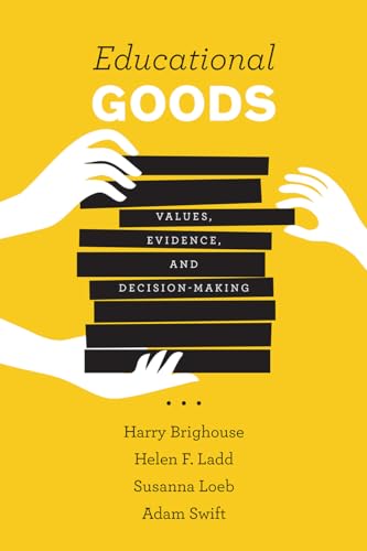 Book cover: "Educational Goods" with stacked books and hands.