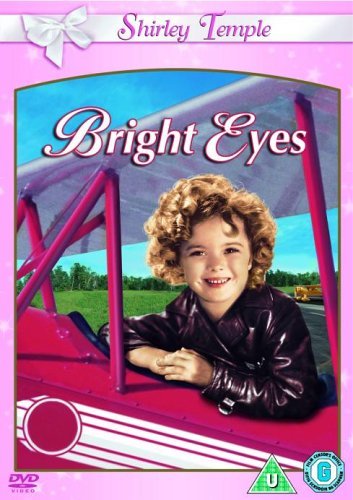 DVD cover featuring Shirley Temple in a red airplane with the title Bright Eyes.
