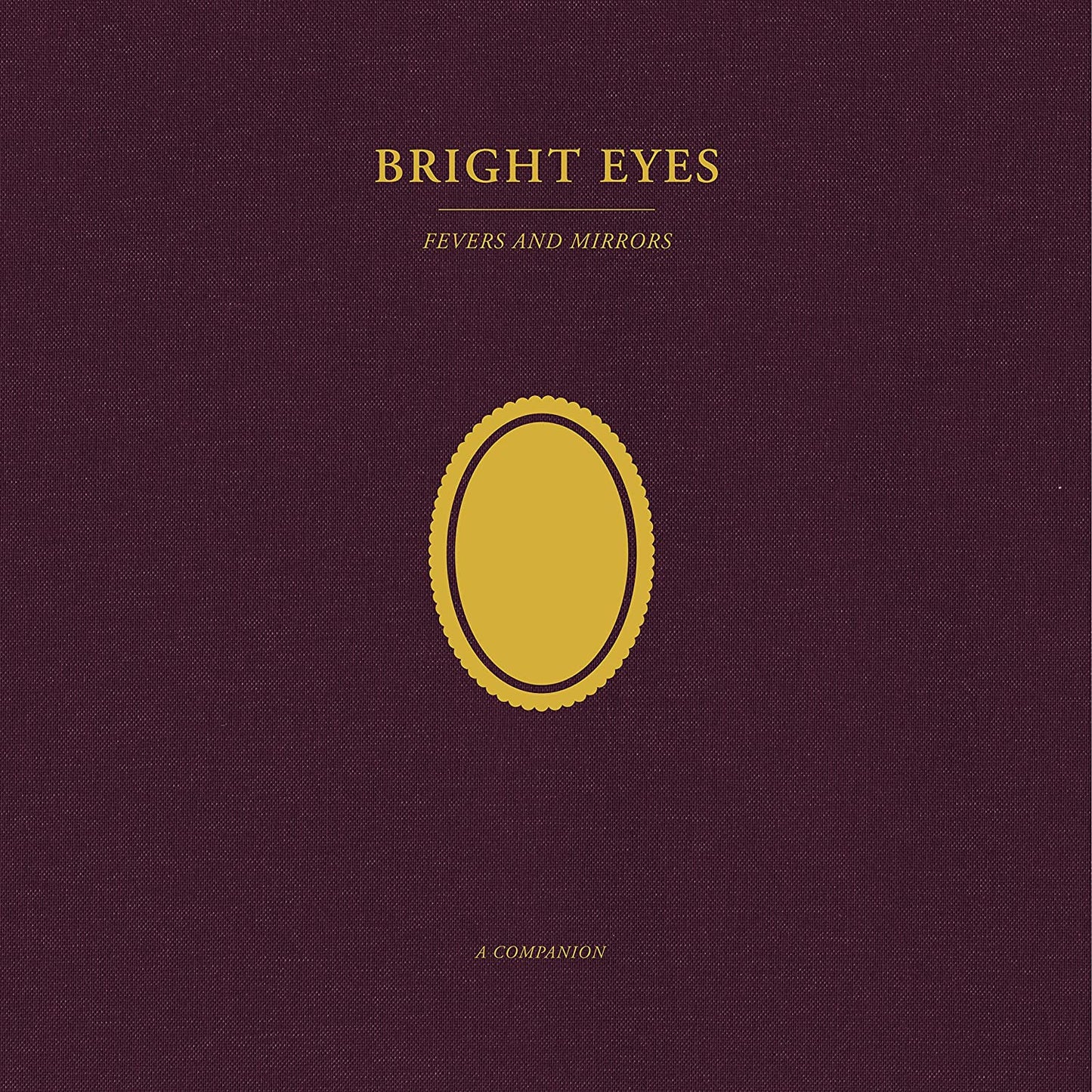Dark maroon album cover with gold text and oval design centered on the front.