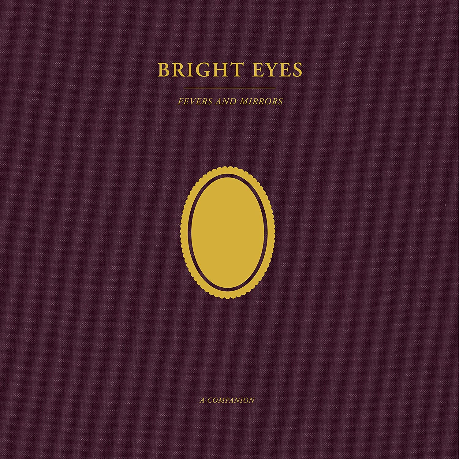Dark maroon album cover with gold text and oval design centered on the front.