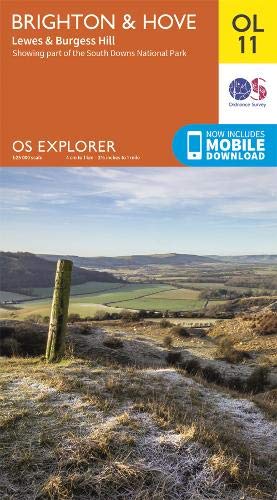 Ordnance Survey Explorer map cover for Brighton and Hove showing a rural landscape view.