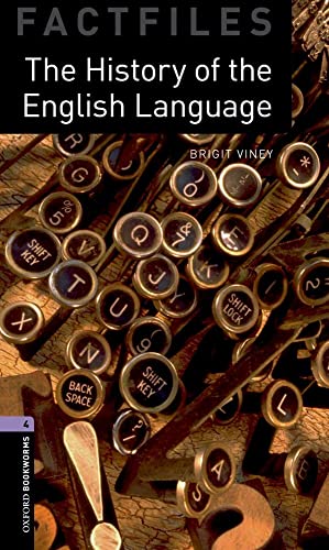 Book cover: "The History of the English Language" with typewriter keys.
