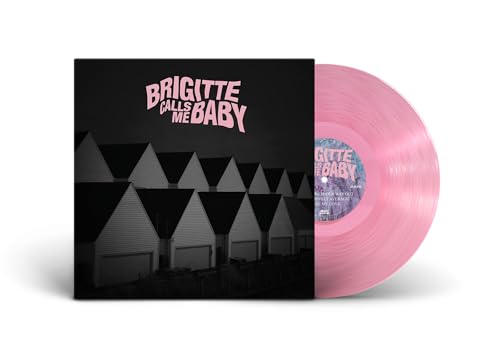 Pink vinyl record with black album cover featuring houses.