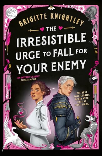 Book cover featuring two figures, a woman and a man, with ornate pink details.