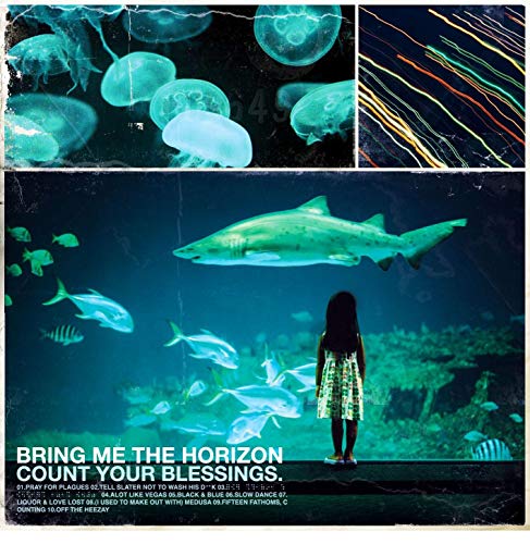 CD cover: girl views shark and fish in an aquarium setting.