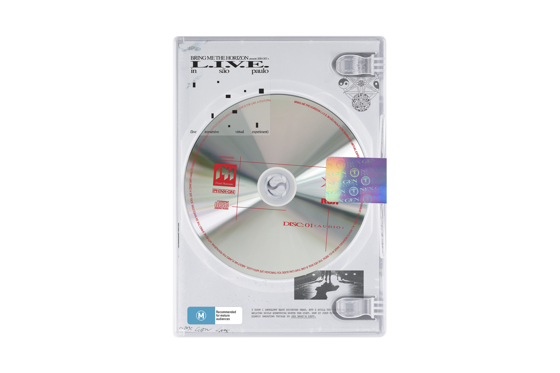 Bring Me The Horizon live album CD/DVD with circular design.
