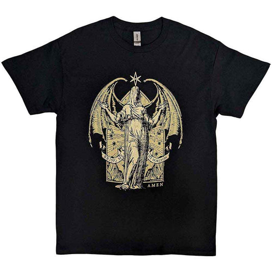 Black t-shirt featuring “Angel Amen” artwork by Bring Me The Horizon.