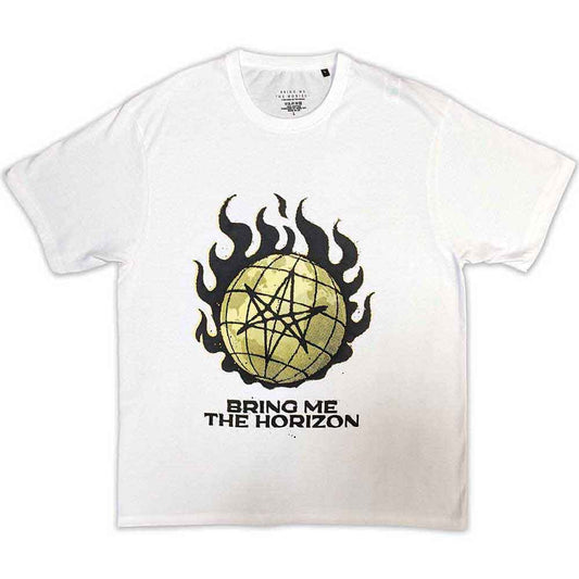 Yellow t-shirt with Bring Me The Horizon logo, size large.
