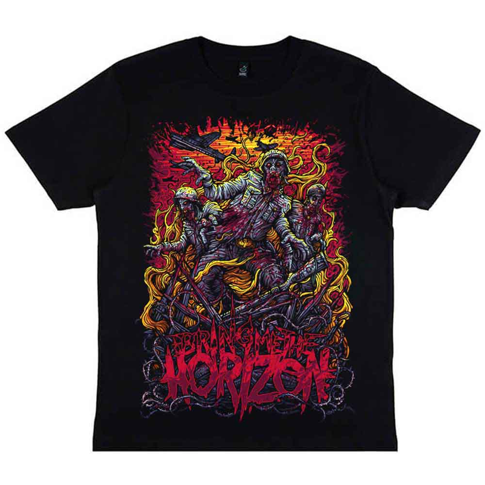 Black t-shirt featuring Bring Me The Horizon’s “Zombie Army” artwork, size XX-Large.