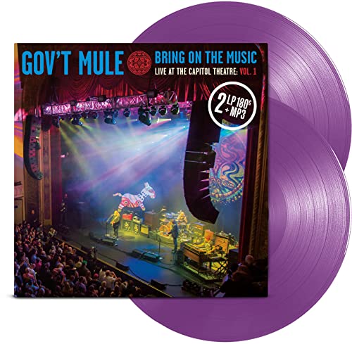 Gov’t Mule album cover with stage photo and two purple vinyl records.