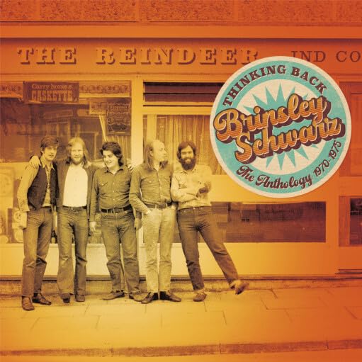 Brinsley Schwarz anthology CD cover with band photo and shopfront image.