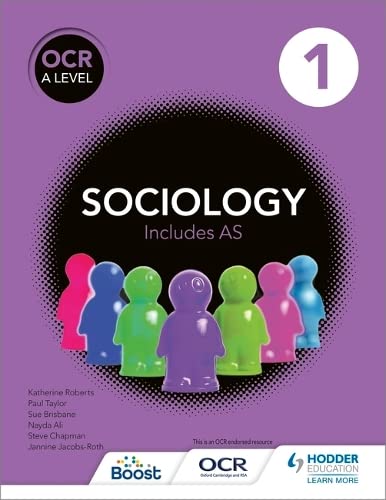 Purple textbook cover with "Sociology" title and colorful figure silhouettes.
