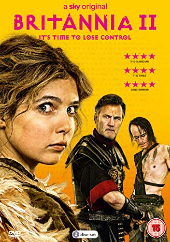DVD cover for "Britannia II" with three characters against a yellow-orange background.