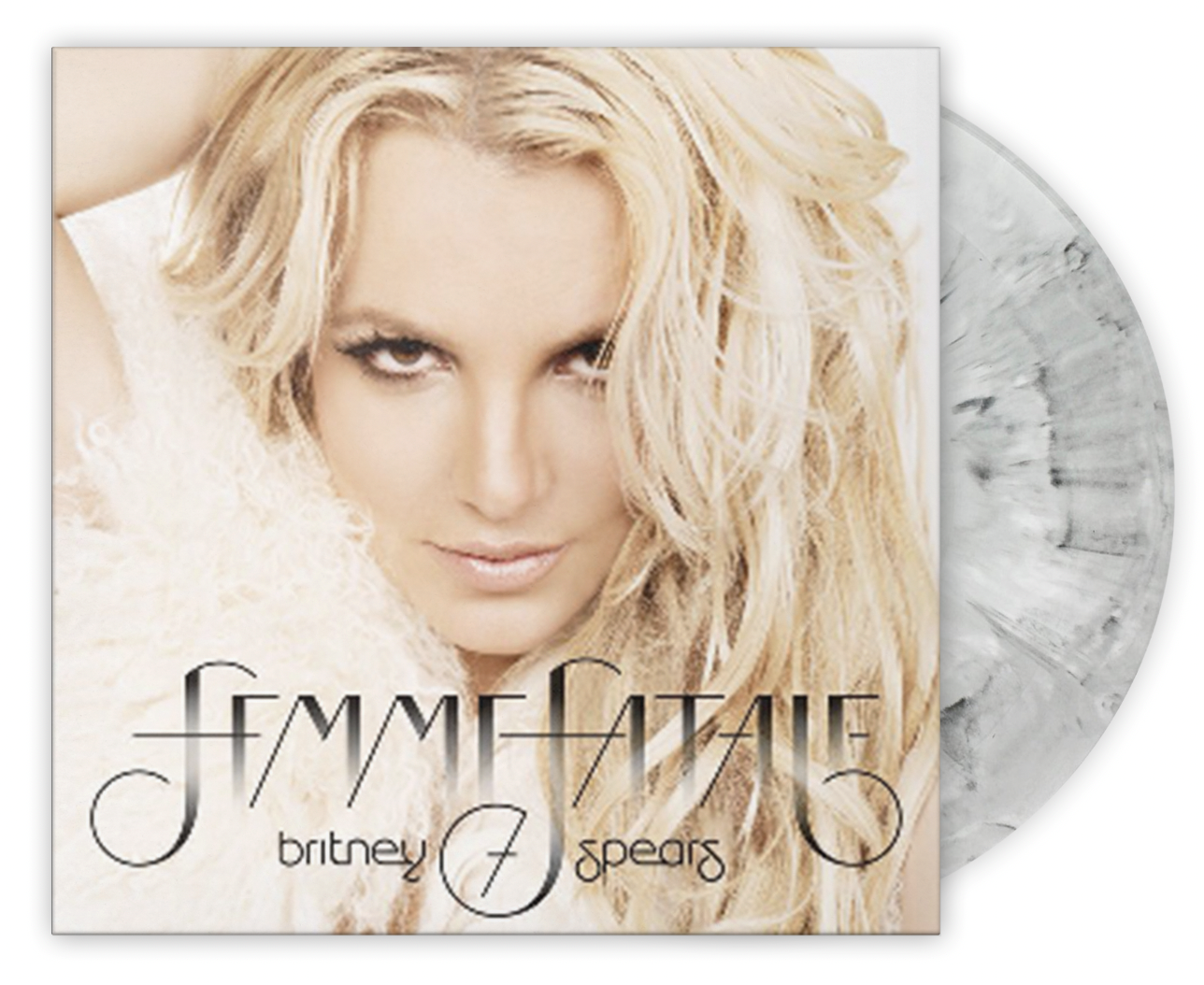 Britney Spears' "Femme Fatale" grey vinyl LP with portrait cover.