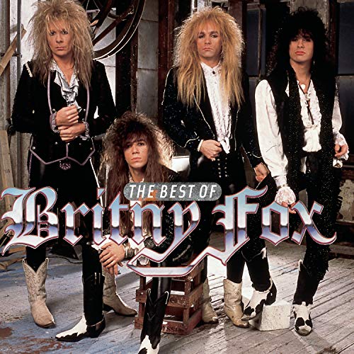 Britny Fox band members posing for “The Best Of” album cover.