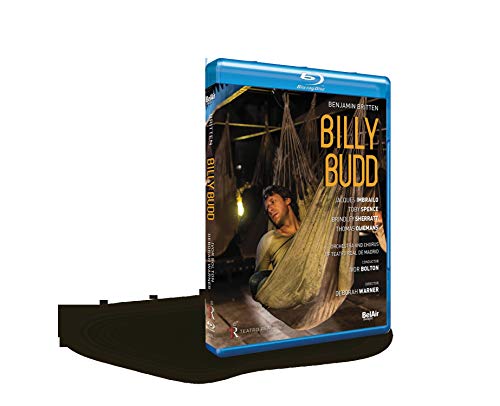Blu-ray case for Britten’s *Billy Budd* opera, featuring a man in a hammock.