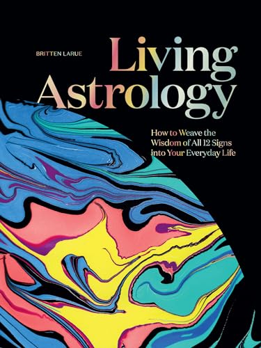 Book cover for “Living Astrology” with colorful, swirling abstract art.
