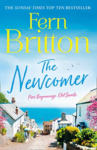 Book cover: "The Newcomer" by Fern Britton, coastal village scene.