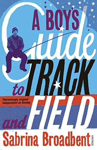 Book cover: "A Boy's Guide to Track and Field" with a seated figure.