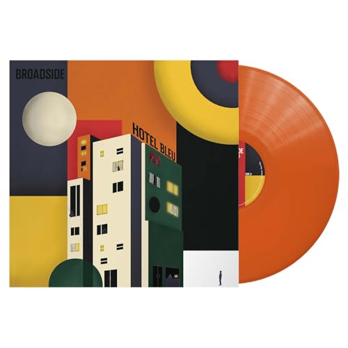 Broadside’s “Hotel Bleu” vinyl record with abstract orange and blue cover art.
