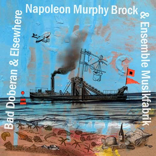 CD cover: steamship illustration with text, shells, and a bottle.
