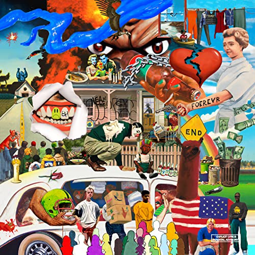 Collage album cover for Brockhampton’s “The Family” with diverse imagery.