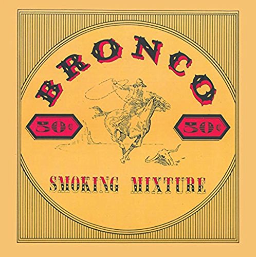 Vintage-style CD cover with a cowboy roping a steer, labeled "Bronco Smoking Mixture".