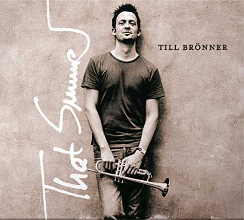 Till Brönner holding a trumpet on album cover, brown background.