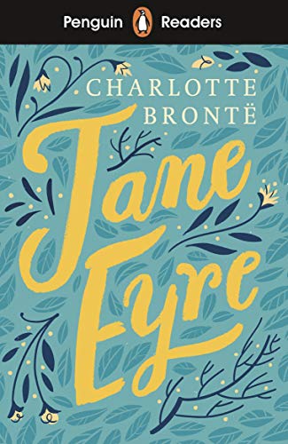 Book cover for Jane Eyre by Charlotte Brontë with blue floral pattern and yellow text.