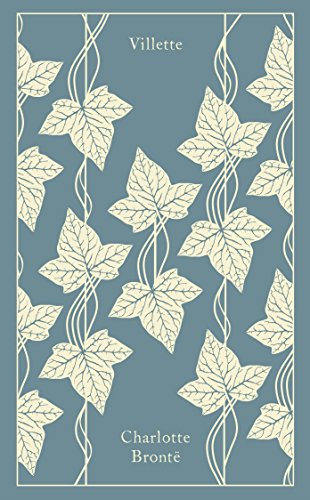 Blue book cover with cream-colored ivy leaf design and title "Villette".