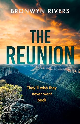 Book cover for “The Reunion” with a mountainous landscape backdrop.