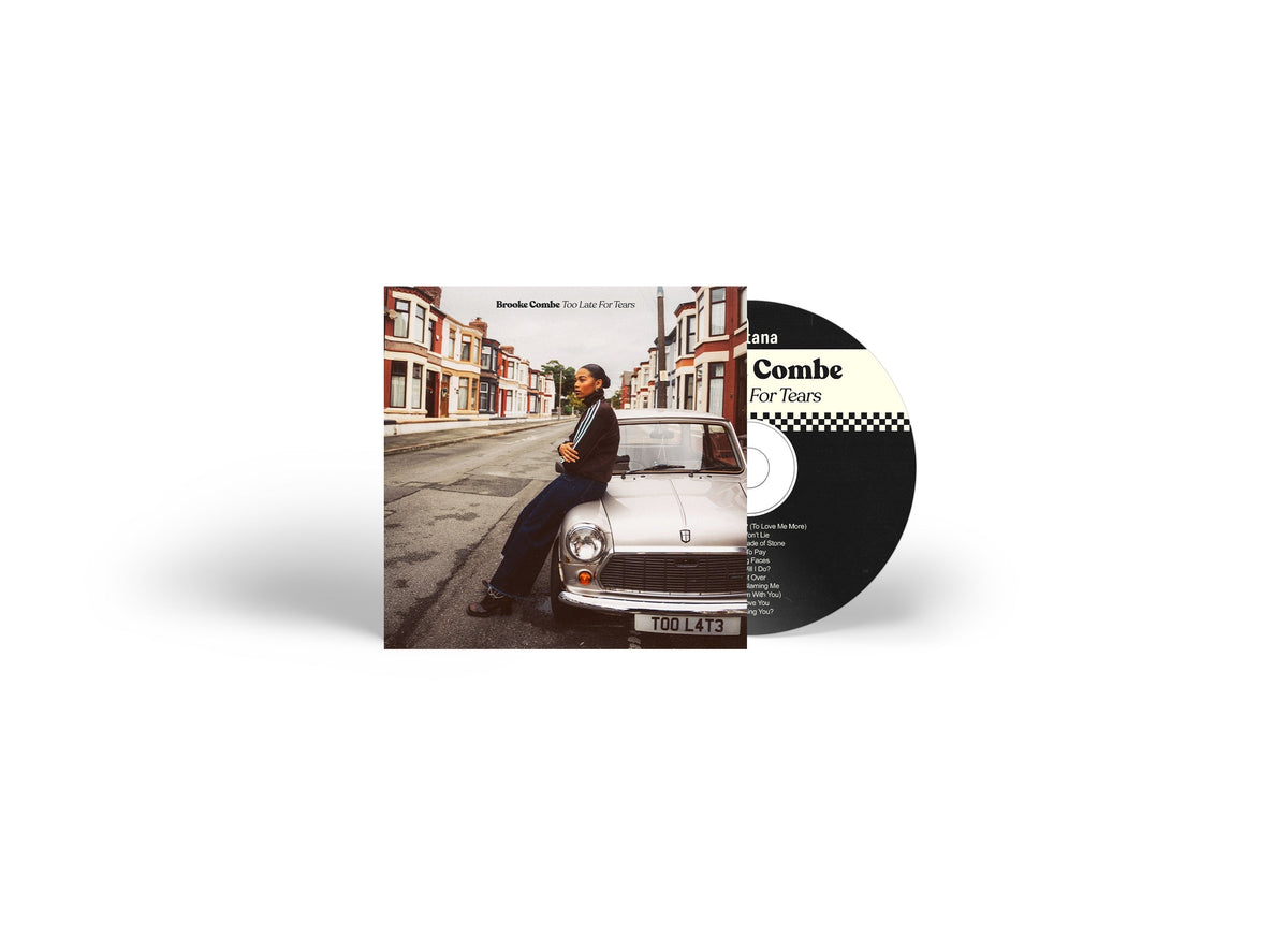 CD case and disc for Brooke Combe’s “Too Late For Tears” album.