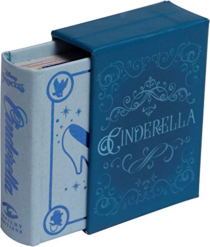 A small Cinderella book partially slid out of its decorative blue cardboard slipcase.
